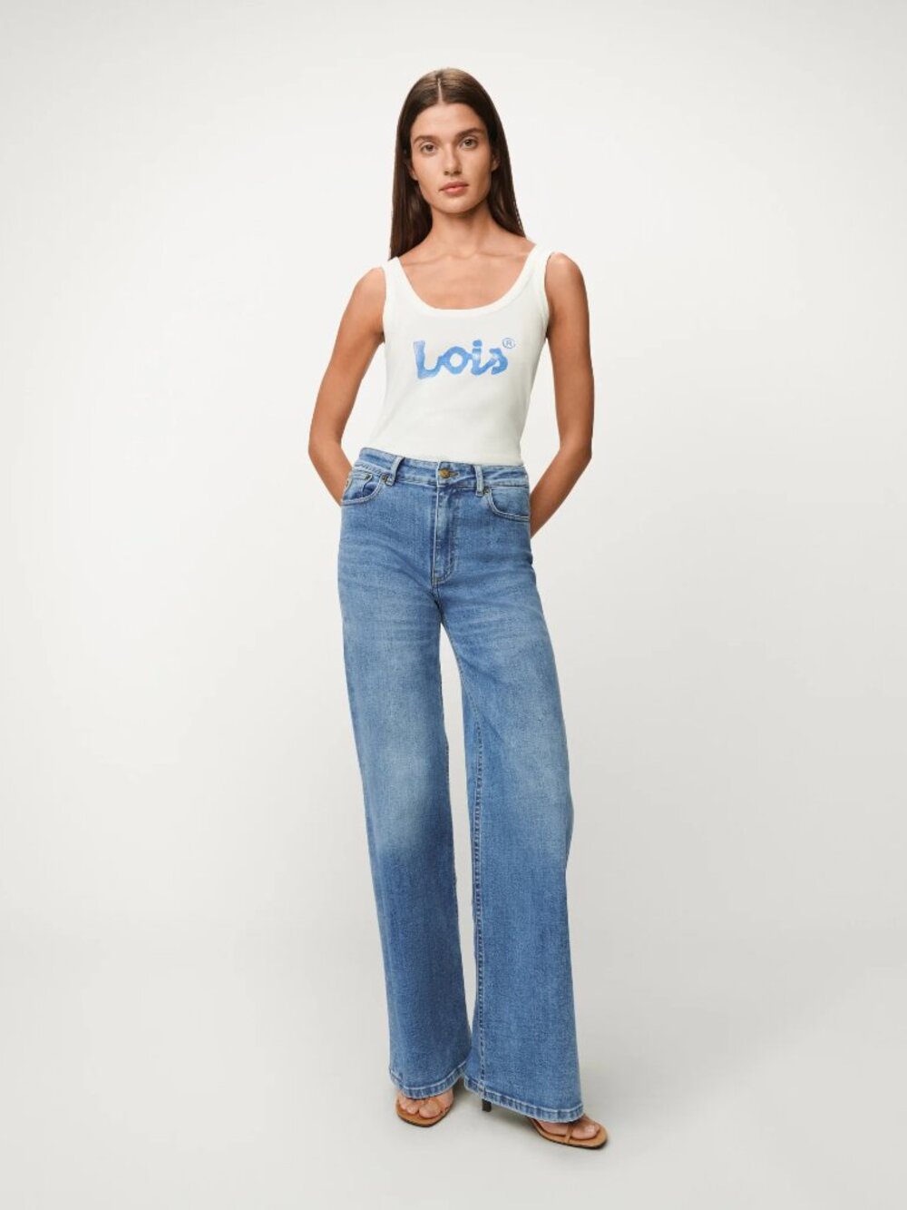 Lois Denim Palazzo Wide Leg Jeans Made In Spain High Rise Women's 26x30 NWT